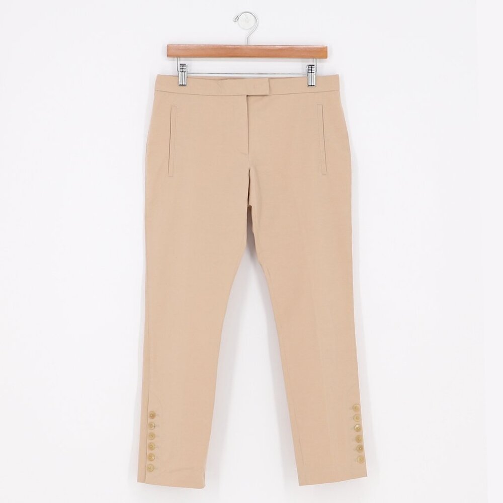 JOSEPH Polished Cotton Stretch Finley Buttons Cropped Pants Beige Size 38/ US 6